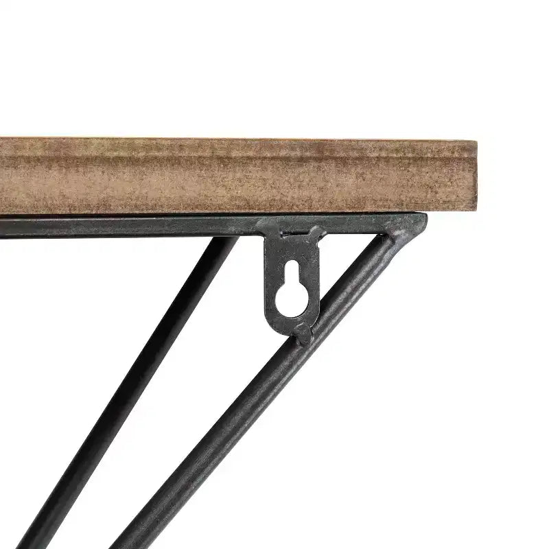 Étagère murale flottante avec support en fer en forme de diamant, marron, bois de pin moderne