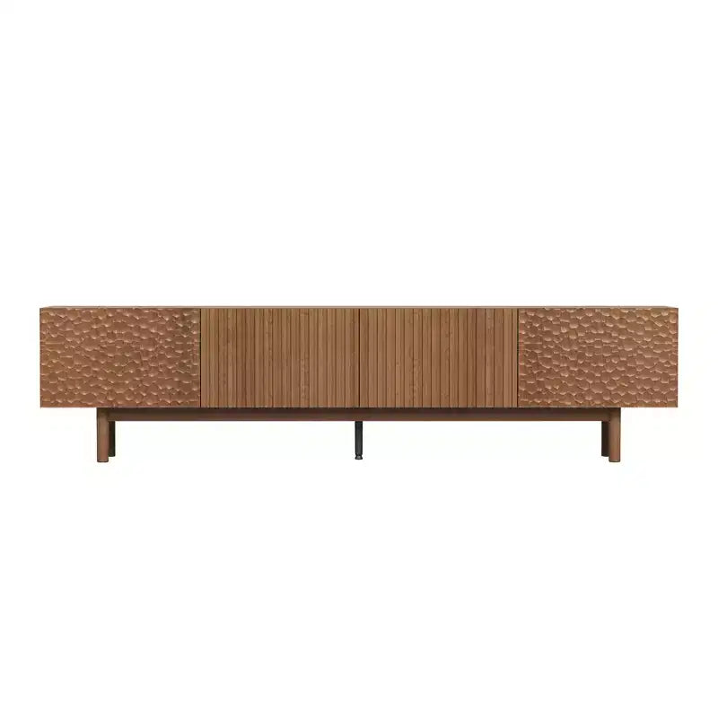 Meuble TV et console multimédia Mid-Century Modern de 220 cm avec grand espace de rangement