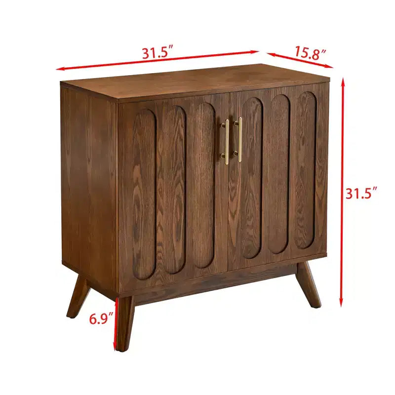 Buffet/bahut cannelé moderne du milieu du siècle avec rangement réglable, buffet de bar en bois massif pour cuisine, salle à manger/salon