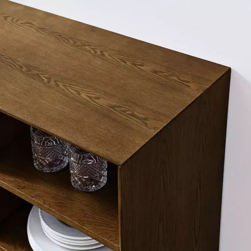 Buffet/bahut cannelé moderne du milieu du siècle avec rangement réglable, buffet de bar en bois massif pour cuisine, salle à manger/salon