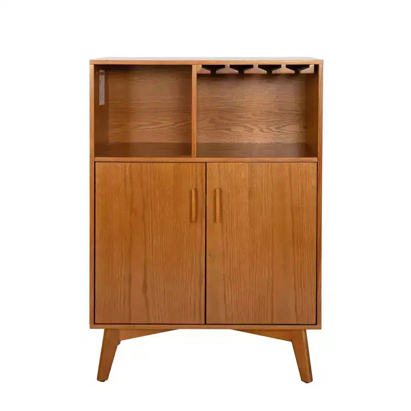 Buffet/bahut cannelé moderne du milieu du siècle avec rangement réglable, buffet de bar en bois massif pour cuisine, salle à manger/salon