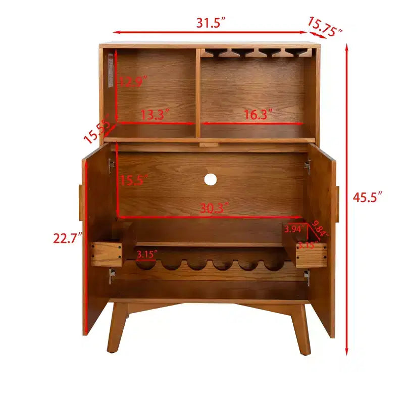 Buffet/bahut cannelé moderne du milieu du siècle avec rangement réglable, buffet de bar en bois massif pour cuisine, salle à manger/salon