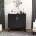 Buffet/bahut cannelé moderne du milieu du siècle avec rangement réglable, buffet de bar en bois massif pour cuisine, salle à manger/salon