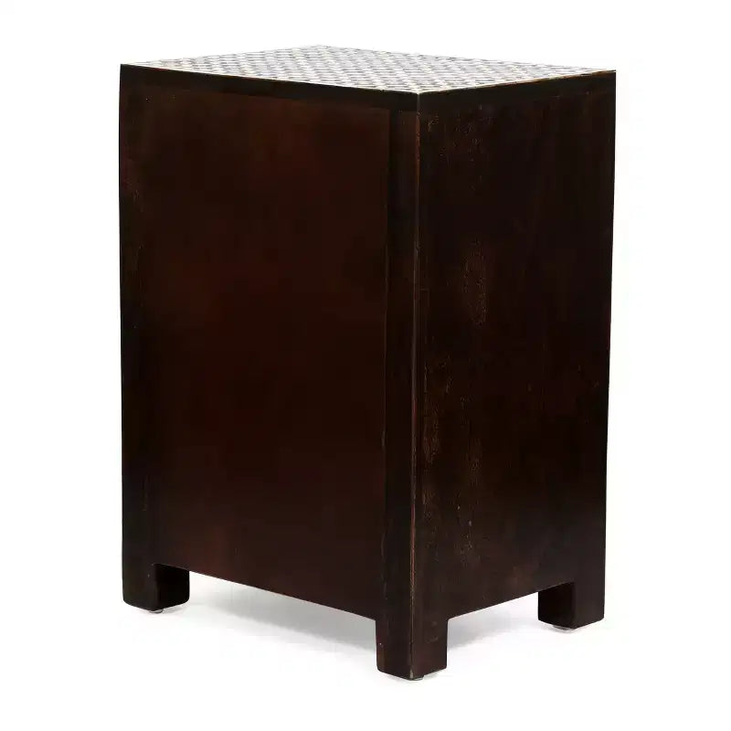 Table de chevet Boho en bois de manguier fait main 3 tiroirs