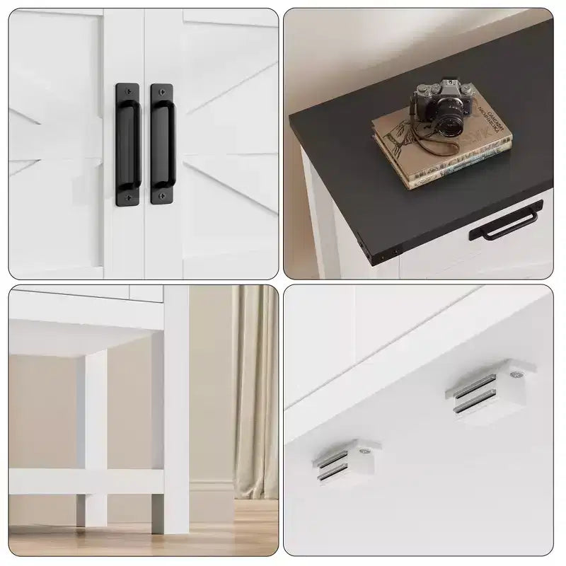 Meuble d'entrée avec rangement - 2 portes et 2 tiroirs, en bois massif, console multifonctionnelle pour bar à café, canapé pour salon, couloir (blanc)