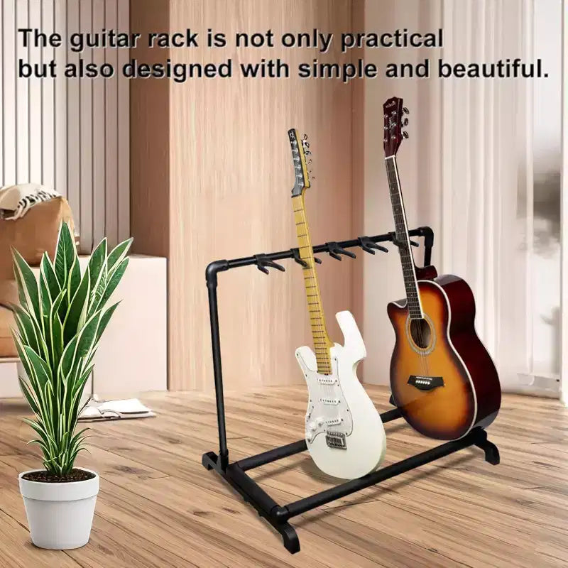 Support de Guitares Multiples Pliable, Support de Guitare Portable, Présentoir de Guitares pour Guitare et Basse (5 ou 7 Places)