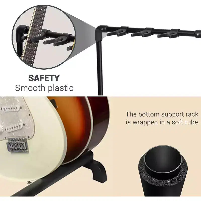Support de Guitares Multiples Pliable, Support de Guitare Portable, Présentoir de Guitares pour Guitare et Basse (5 ou 7 Places)