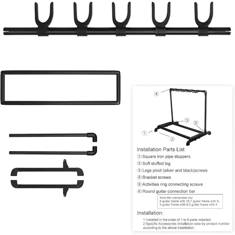 Support de Guitares Multiples Pliable, Support de Guitare Portable, Présentoir de Guitares pour Guitare et Basse (5 ou 7 Places)
