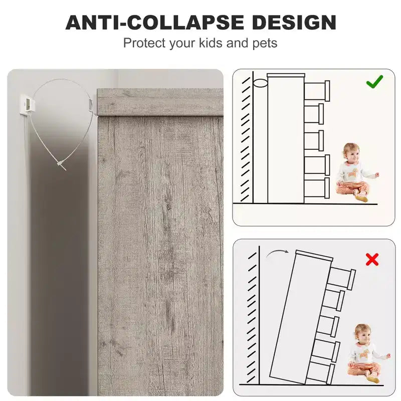 Commode à 5 tiroirs pour chambre à coucher, commode avec poignées encastrées, organiseur de commode en bois pour salon, chambre de bébé, couloir et entrée