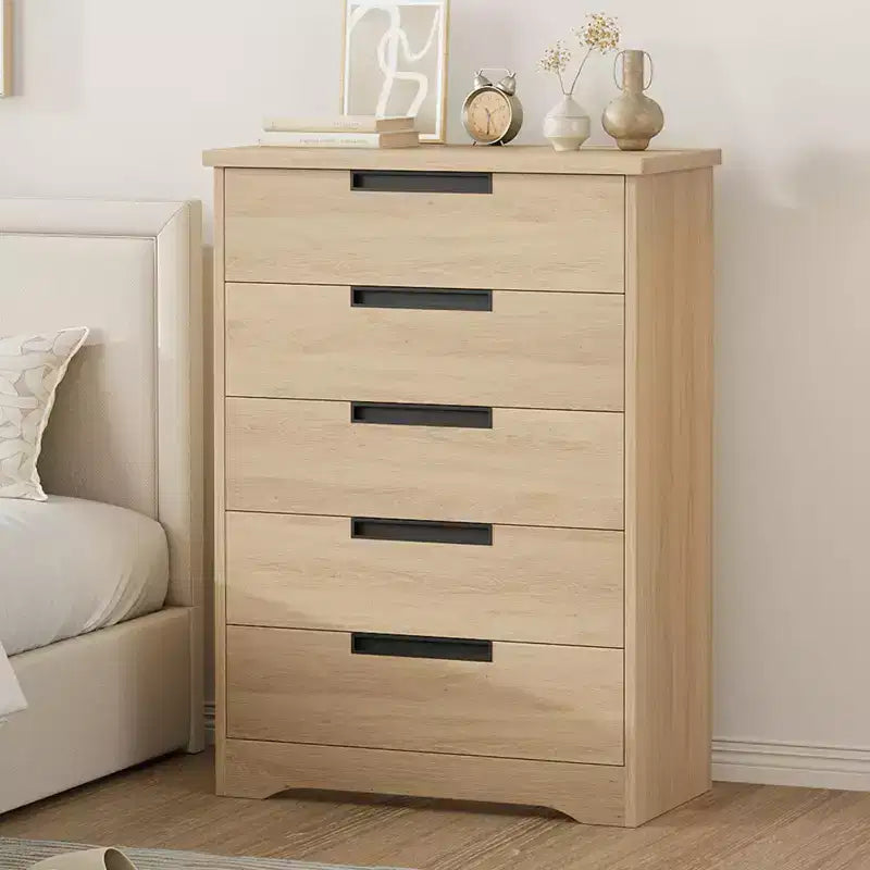 Commode à 5 tiroirs pour chambre à coucher, commode avec poignées encastrées, organiseur de commode en bois pour salon, chambre de bébé, couloir et entrée