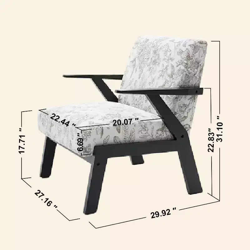 Fauteuil rembourré en hévéa de style Mid-Century Modern