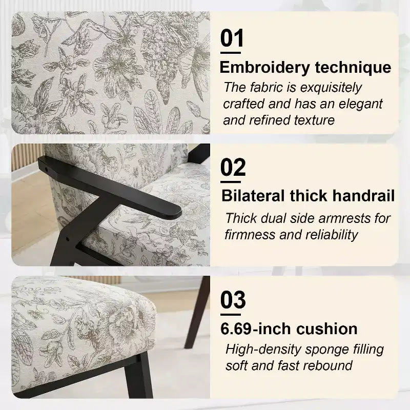 Fauteuil rembourré en hévéa de style Mid-Century Modern
