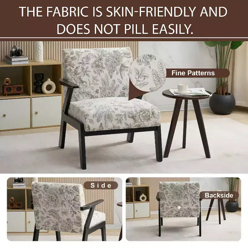 Fauteuil rembourré en hévéa de style Mid-Century Modern
