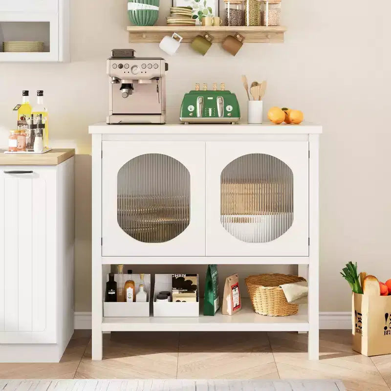 Meuble de bar à café de style rustique avec armoire à 2 portes, petit buffet de cuisine avec étagère ouverte, console d'entrée avec rangement pour la salle à manger, la cuisine, le couloir