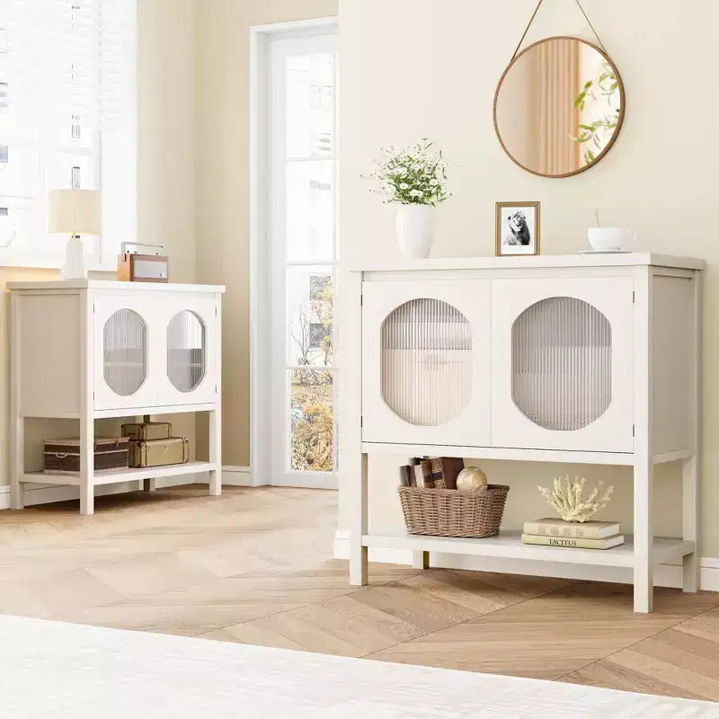 Meuble de bar à café de style rustique avec armoire à 2 portes, petit buffet de cuisine avec étagère ouverte, console d'entrée avec rangement pour la salle à manger, la cuisine, le couloir