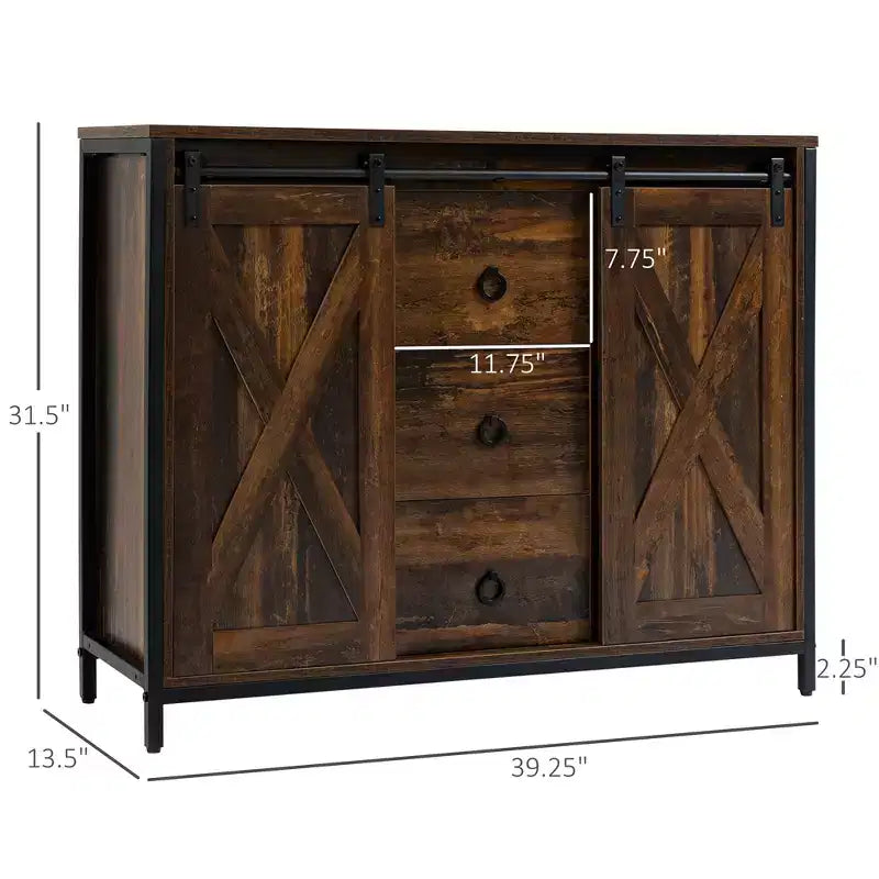 Buffet de cuisine avec portes coulissantes façon grange