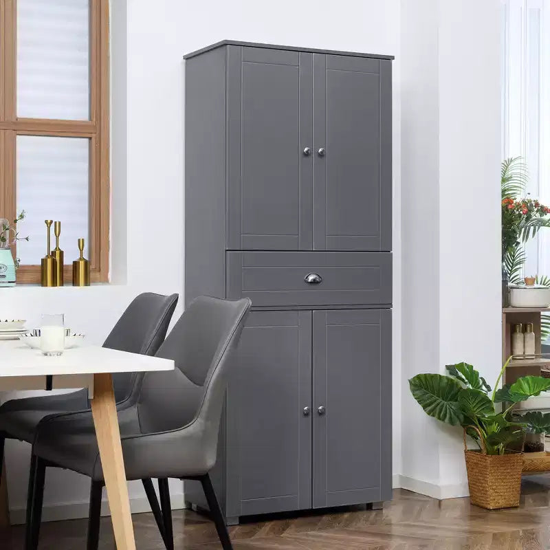 Meuble de rangement de cuisine autoportant de 72 po, armoire de rangement haute avec 4 portes, tiroir et étagères réglables pour salle à manger