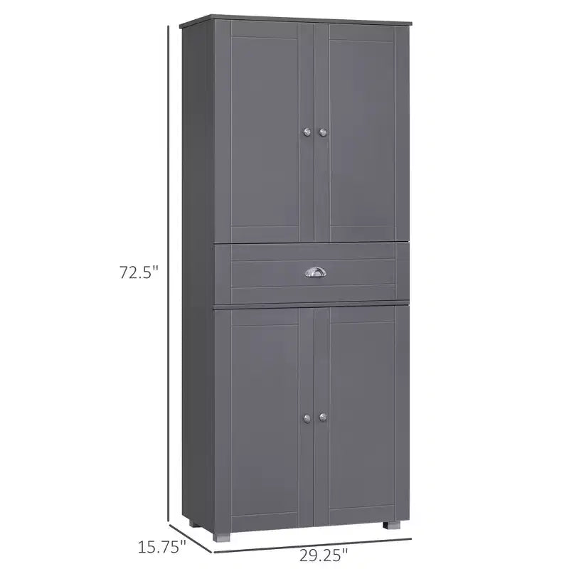 Meuble de rangement de cuisine autoportant de 72 po, armoire de rangement haute avec 4 portes, tiroir et étagères réglables pour salle à manger