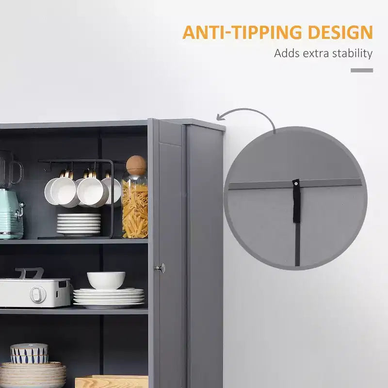 Meuble de rangement de cuisine autoportant de 72 po, armoire de rangement haute avec 4 portes, tiroir et étagères réglables pour salle à manger