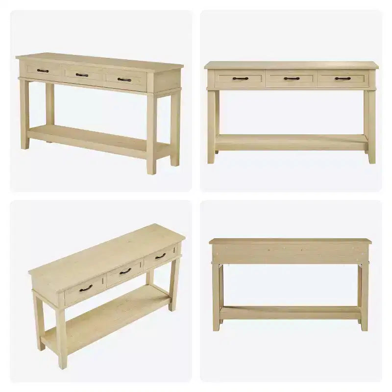 Console de Ferme avec 3 Tiroirs, Table d'Entrée de 54 po en Bois avec Étagères de Rangement pour Salon, Couloir ou Hall d'Entrée