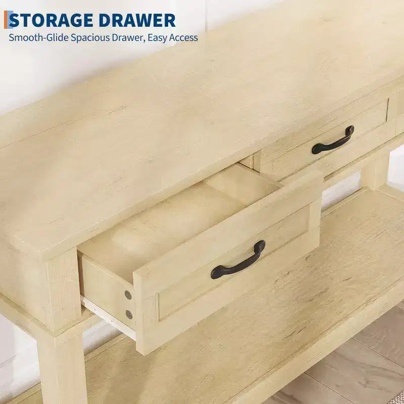 Console de Ferme avec 3 Tiroirs, Table d'Entrée de 54 po en Bois avec Étagères de Rangement pour Salon, Couloir ou Hall d'Entrée