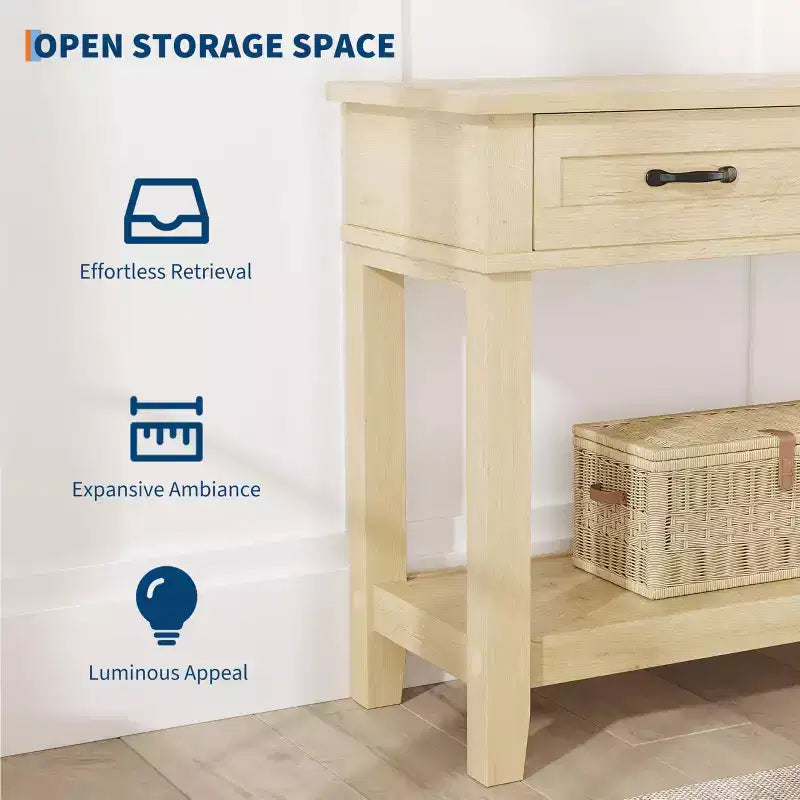 Console de Ferme avec 3 Tiroirs, Table d'Entrée de 54 po en Bois avec Étagères de Rangement pour Salon, Couloir ou Hall d'Entrée