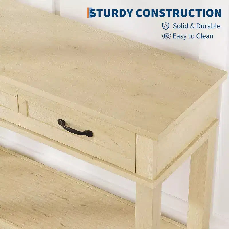 Console de Ferme avec 3 Tiroirs, Table d'Entrée de 54 po en Bois avec Étagères de Rangement pour Salon, Couloir ou Hall d'Entrée