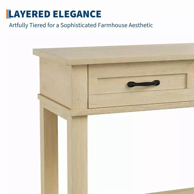 Console de Ferme avec 3 Tiroirs, Table d'Entrée de 54 po en Bois avec Étagères de Rangement pour Salon, Couloir ou Hall d'Entrée