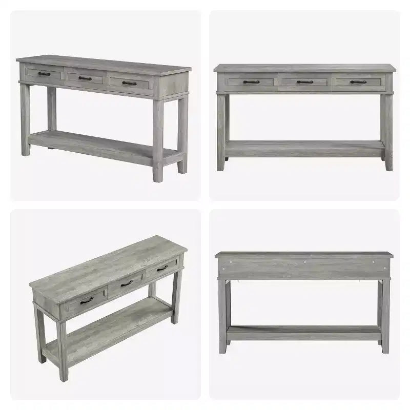 Console de Ferme avec 3 Tiroirs, Table d'Entrée de 54 po en Bois avec Étagères de Rangement pour Salon, Couloir ou Hall d'Entrée