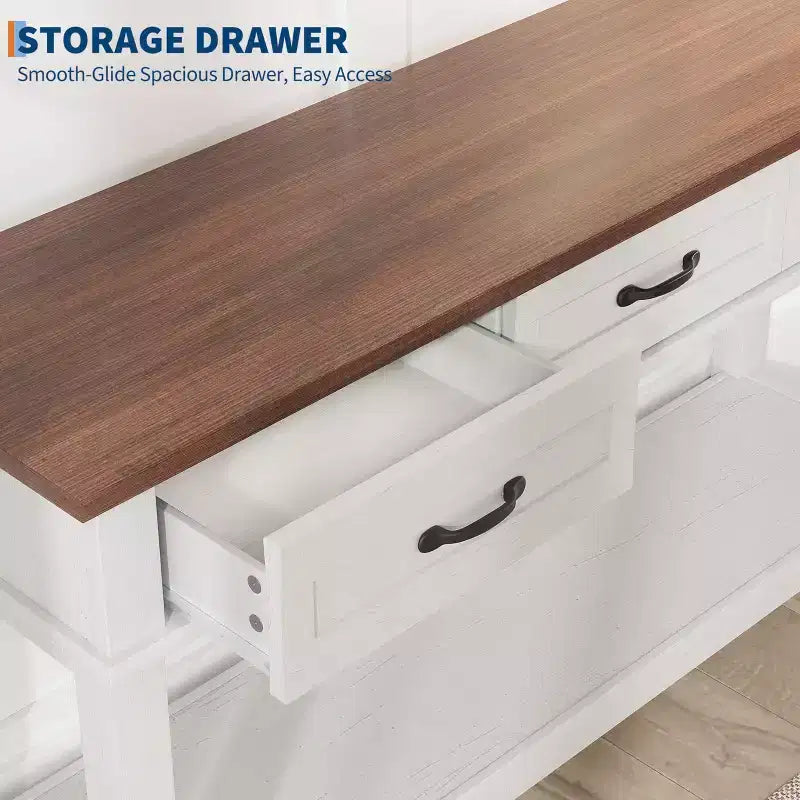 Console de Ferme avec 3 Tiroirs, Table d'Entrée de 54 po en Bois avec Étagères de Rangement pour Salon, Couloir ou Hall d'Entrée
