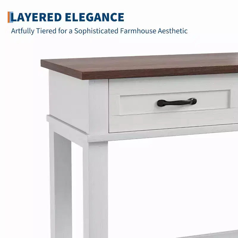 Console de Ferme avec 3 Tiroirs, Table d'Entrée de 54 po en Bois avec Étagères de Rangement pour Salon, Couloir ou Hall d'Entrée