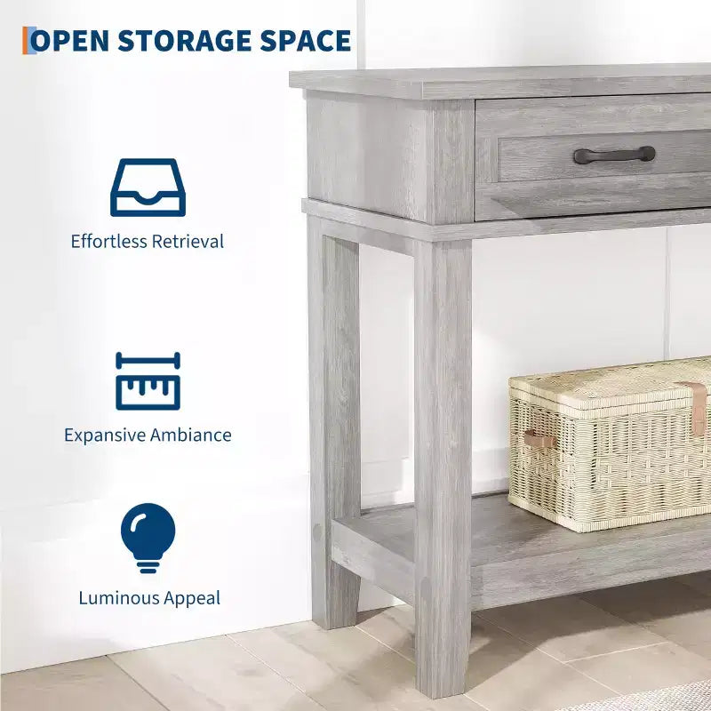 Console de Ferme avec 3 Tiroirs, Table d'Entrée de 54 po en Bois avec Étagères de Rangement pour Salon, Couloir ou Hall d'Entrée