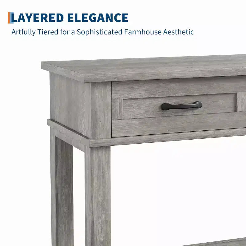 Console de Ferme avec 3 Tiroirs, Table d'Entrée de 54 po en Bois avec Étagères de Rangement pour Salon, Couloir ou Hall d'Entrée