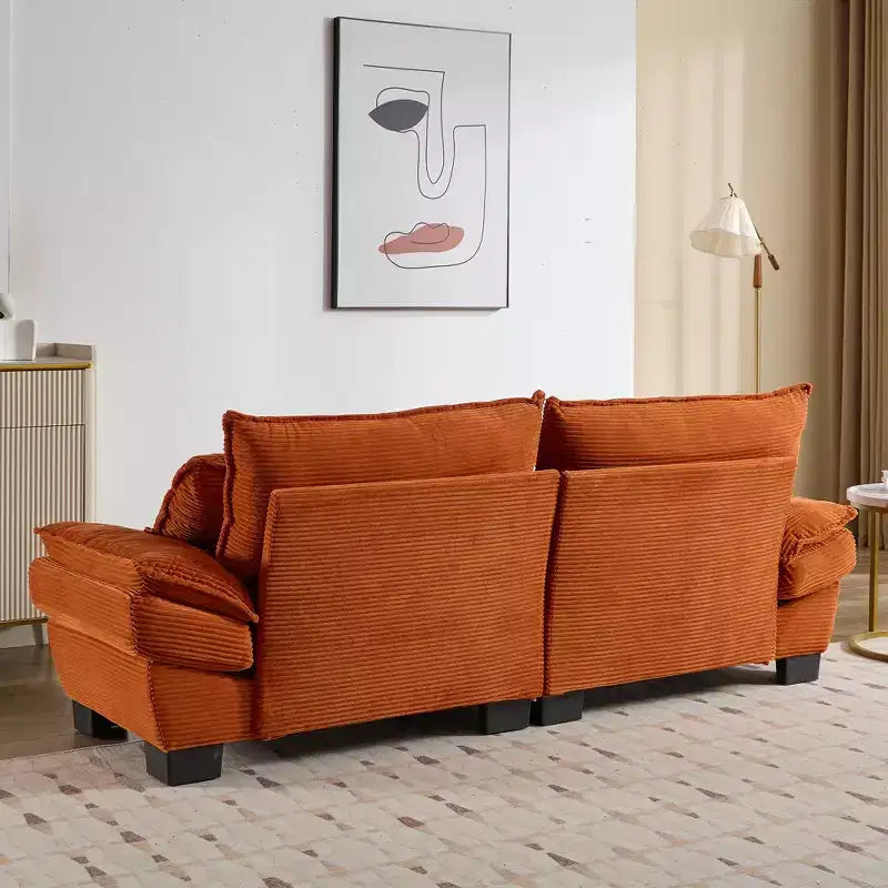 Loveseat canapé convertible en velours côtelé avec oreillers, tapissé pour chambre à coucher, salon, bureau, orange