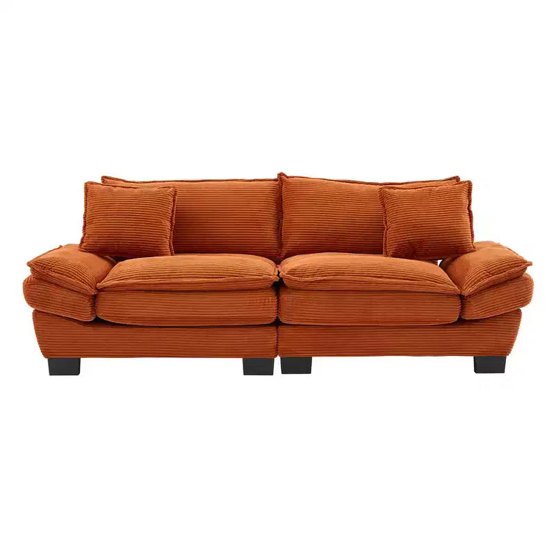 Loveseat canapé convertible en velours côtelé avec oreillers, tapissé pour chambre à coucher, salon, bureau, orange
