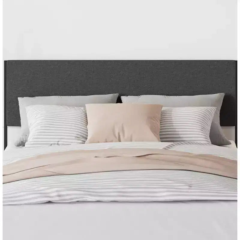 Cadre de lit rembourré avec tiroirs de rangement, lit plateforme avec tête de lit et espace de rangement sous le lit