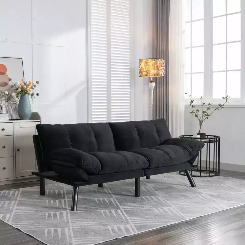 Canapé-lit moderne convertible et pliant pour salon, chambre, petit espace, noir