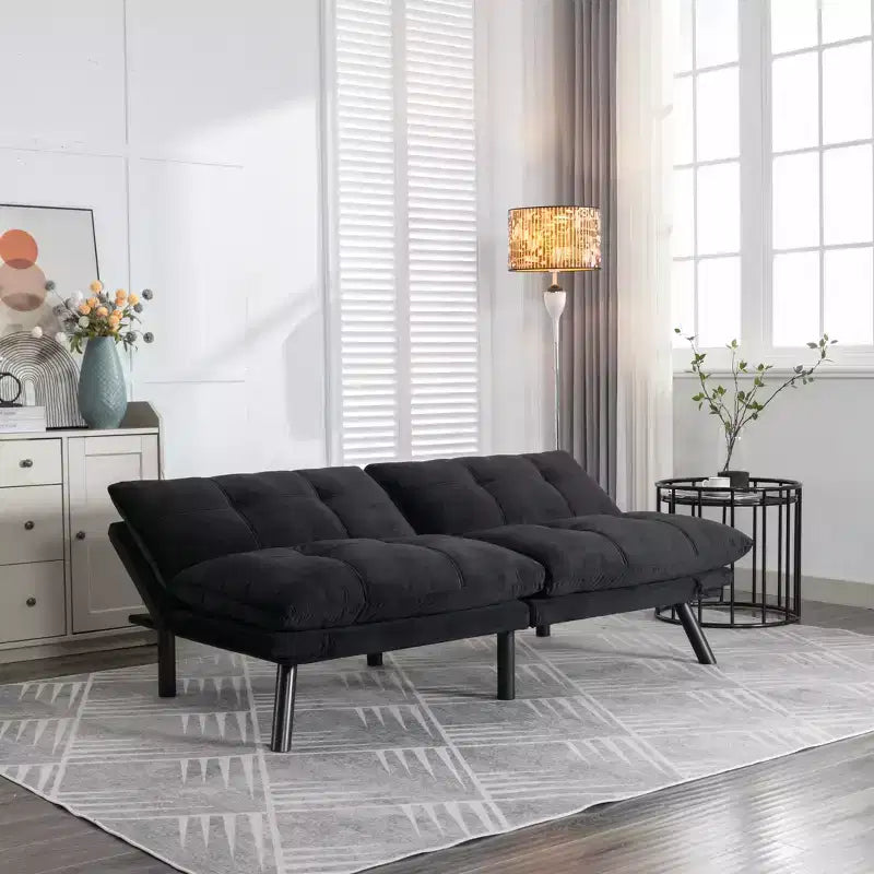 Canapé-lit moderne convertible et pliant pour salon, chambre, petit espace, noir