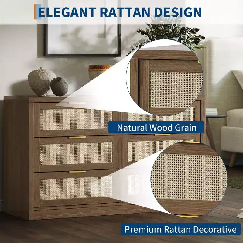 Coffre en bois avec poignées dorées, organisateur de rangement moderne avec tiroirs coulissants, meuble TV de style ferme pour salon, chambre, entrée,