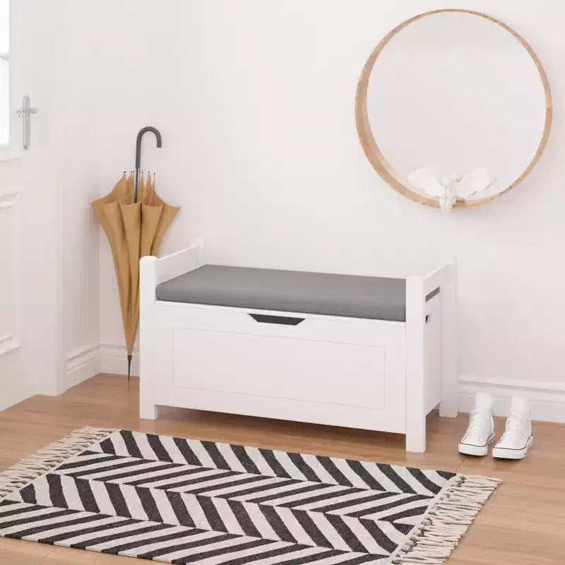 Coffre à jouets pour enfants avec coussin d'assise et couvercle rabattable, Grand coffre de rangement