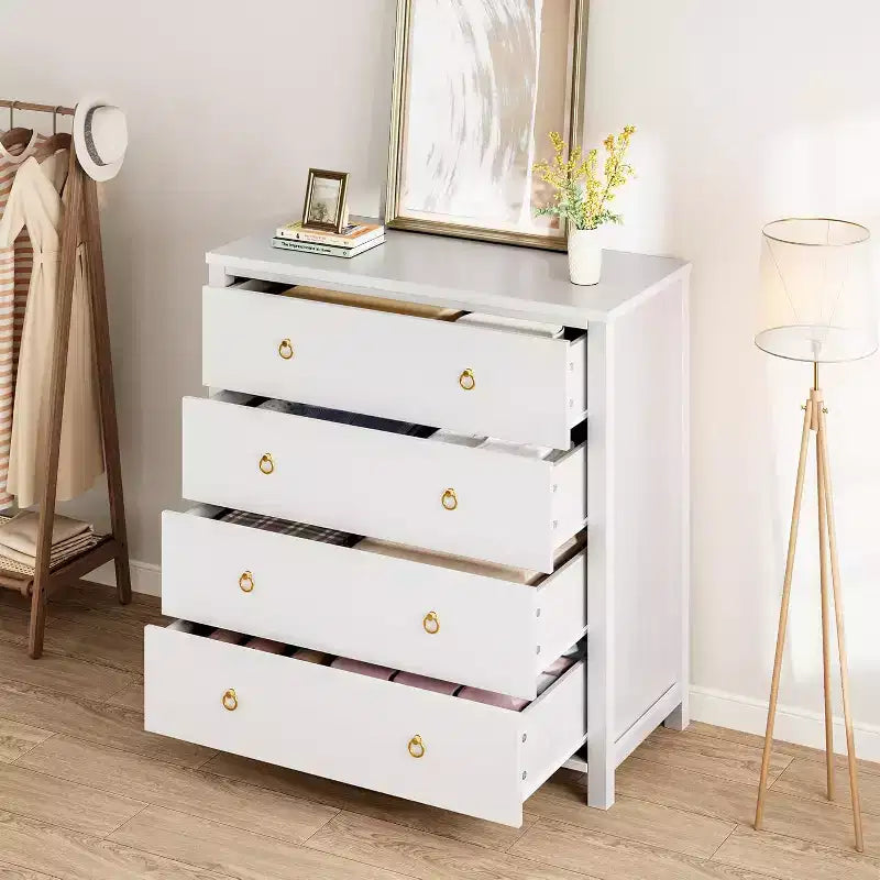 Commode de ferme à 4 tiroirs, grande commode de rangement en bois pour chambre de bébé et chambre à coucher, meuble TV polyvalent pour salon ou entrée