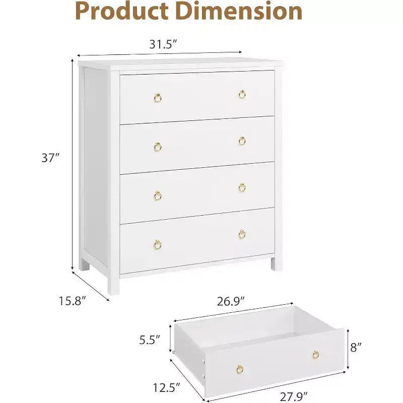 Commode de ferme à 4 tiroirs, grande commode de rangement en bois pour chambre de bébé et chambre à coucher, meuble TV polyvalent pour salon ou entrée
