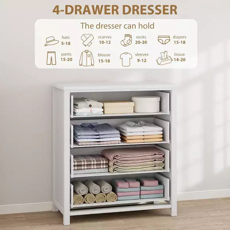 Commode de ferme à 4 tiroirs, grande commode de rangement en bois pour chambre de bébé et chambre à coucher, meuble TV polyvalent pour salon ou entrée