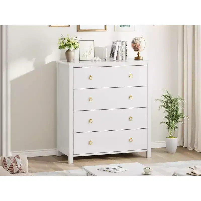 Commode de ferme à 4 tiroirs, grande commode de rangement en bois pour chambre de bébé et chambre à coucher, meuble TV polyvalent pour salon ou entrée
