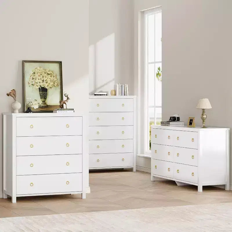 Commode de ferme à 4 tiroirs, grande commode de rangement en bois pour chambre de bébé et chambre à coucher, meuble TV polyvalent pour salon ou entrée