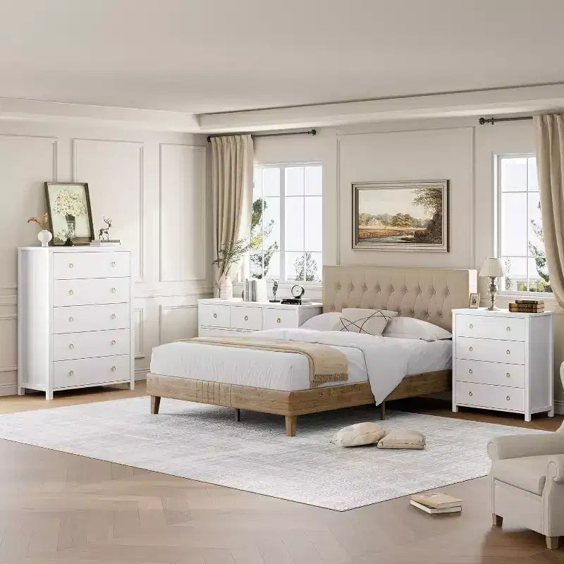 Commode de ferme à 4 tiroirs, grande commode de rangement en bois pour chambre de bébé et chambre à coucher, meuble TV polyvalent pour salon ou entrée