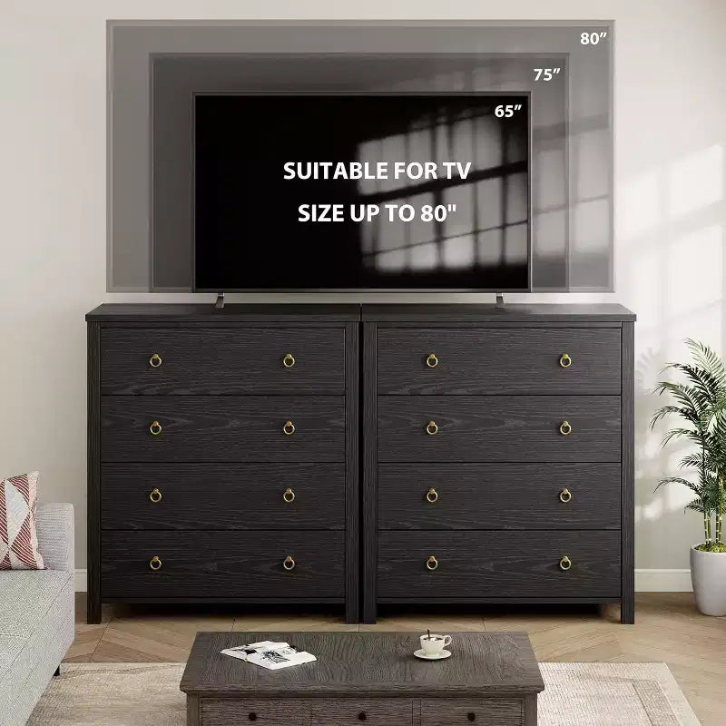 Commode de ferme à 4 tiroirs, grande commode de rangement en bois pour chambre de bébé et chambre à coucher, meuble TV polyvalent pour salon ou entrée