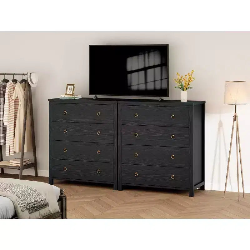 Commode de ferme à 4 tiroirs, grande commode de rangement en bois pour chambre de bébé et chambre à coucher, meuble TV polyvalent pour salon ou entrée