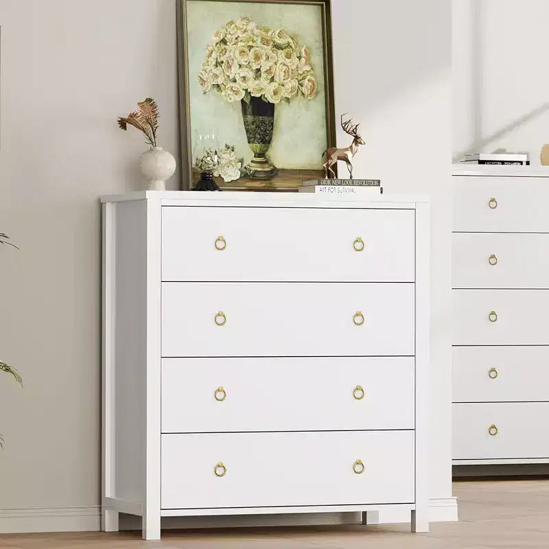 Commode de ferme à 4 tiroirs, grande commode de rangement en bois pour chambre de bébé et chambre à coucher, meuble TV polyvalent pour salon ou entrée