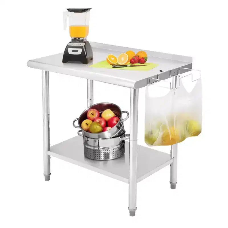 Table en acier inoxydable, table de préparation commerciale en métal robuste avec étagères ouvertes pour cuisines de restaurant, maison, hôtels, préparation alimentaire